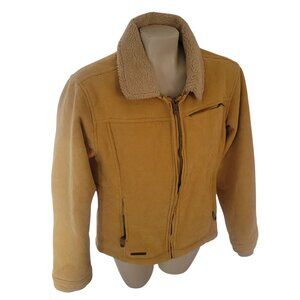 Twist chammara Mustard Yellow Sherpa-Lined Jacket With Zipper Front & Pockets M